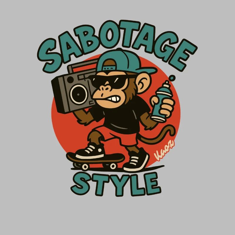 Cool Monkey with Skateboard and Spray Can Style