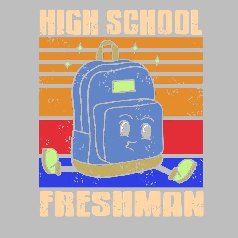High School Freshman Backpack Cartoon