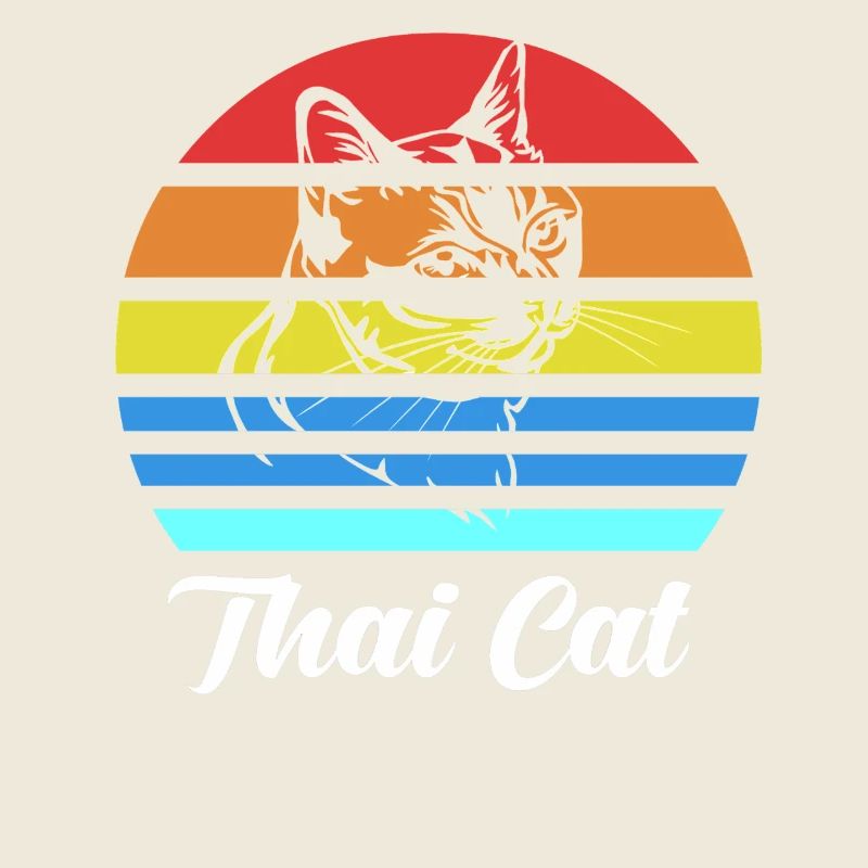 Retro Thai Cat Vintage Sunset Style
