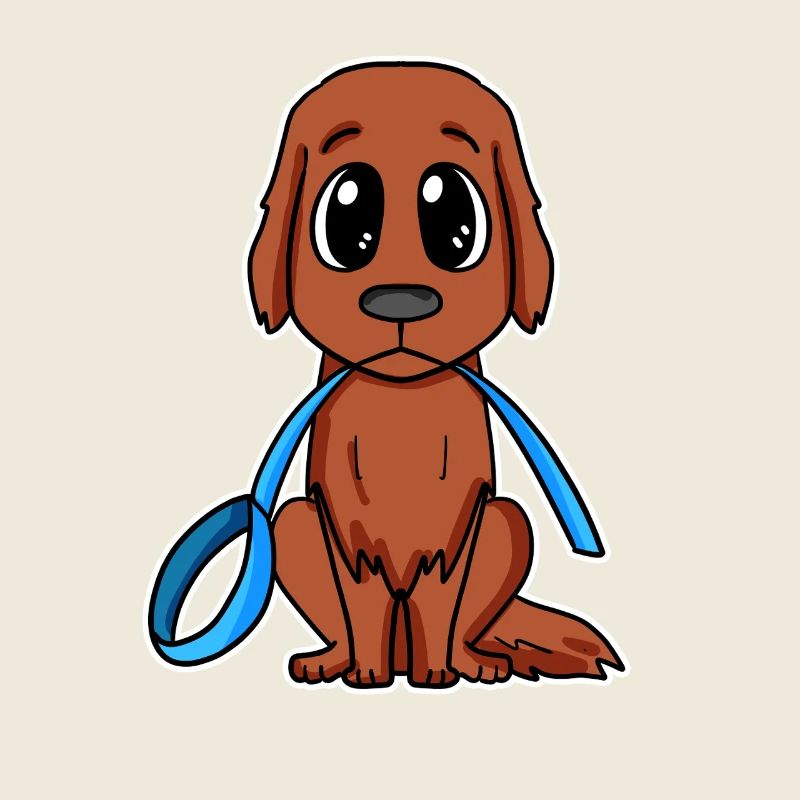 Cute dog with bow Irish Red Setter