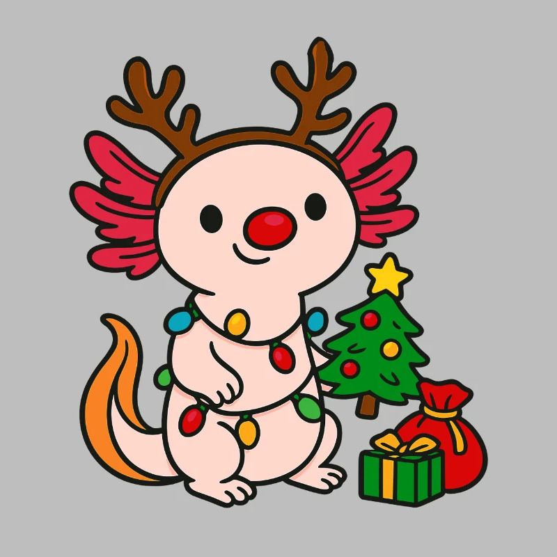 Weihnachts Axolotl mit Lichterkette