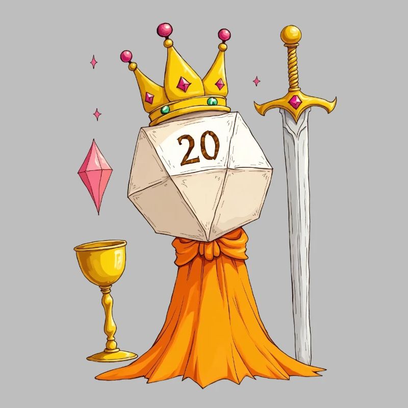 D20 Queen – Cube avec épée, robe et bocal