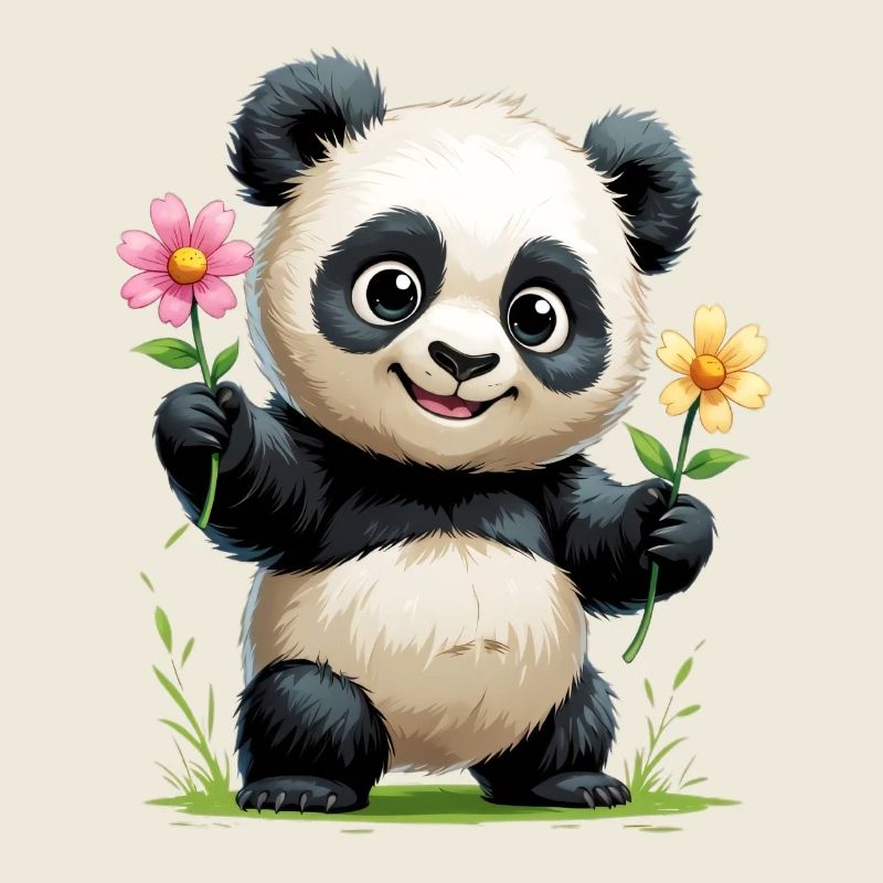 Panda Flower Greeting