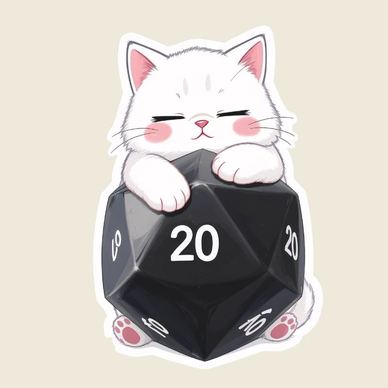 Sleeping Cat Hugging W20 Cube – Cartoon
