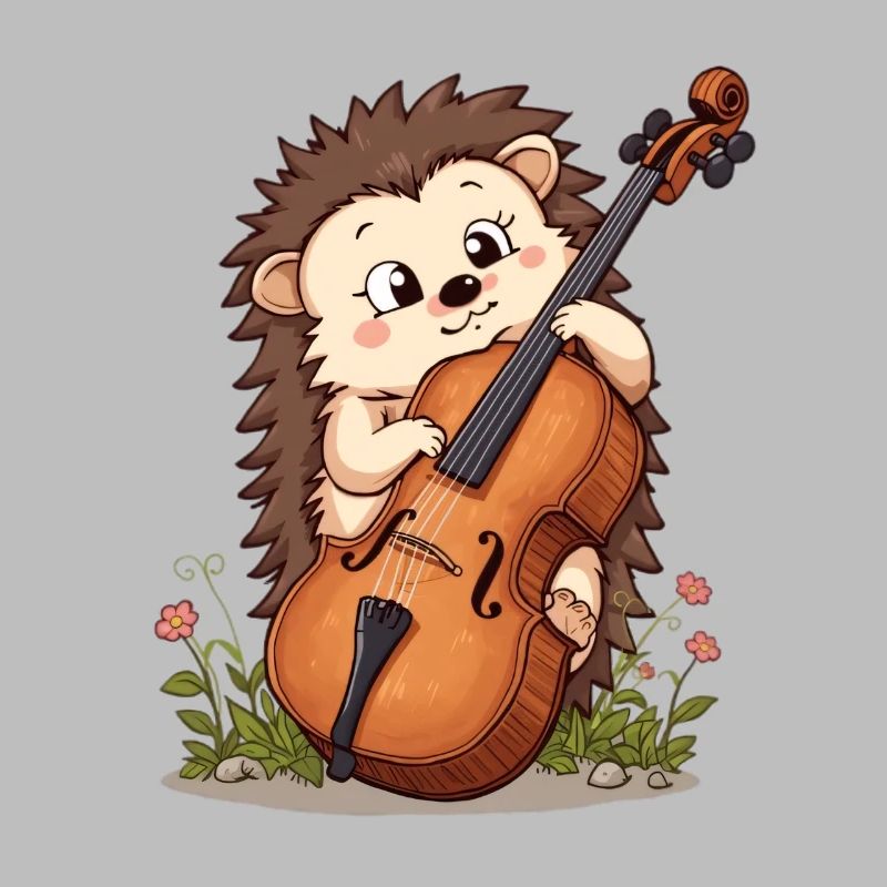 Hérisson violoncelle dans le jardin fleuri
