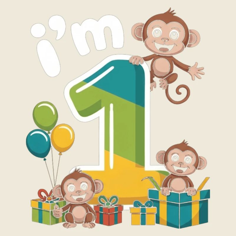 Bunter Eins-Geburtstag mit Affen