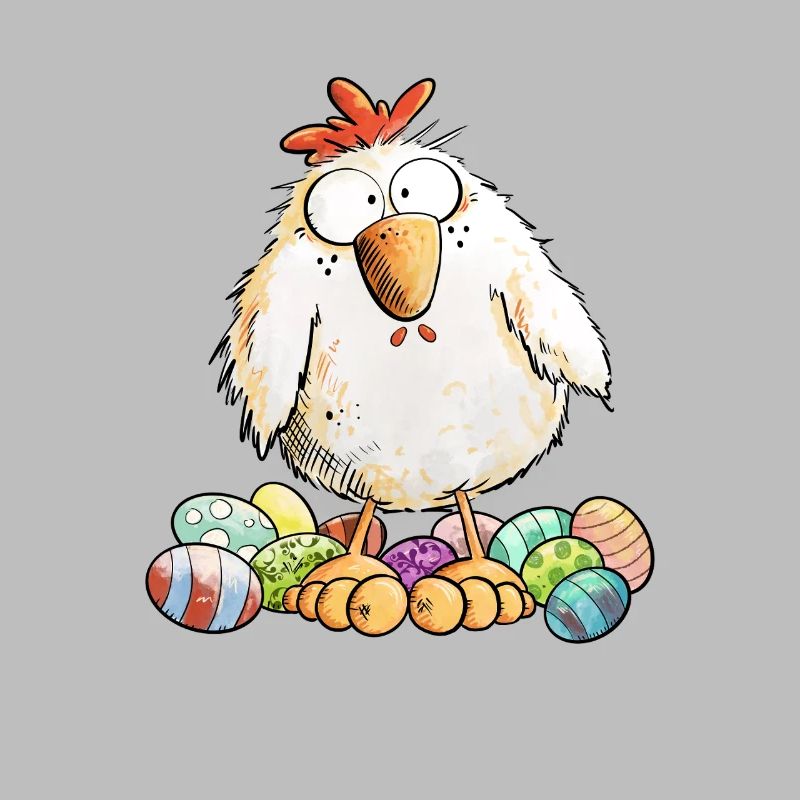 Easter Chicken with Easter Eggs Easter Motif Chickens Fan