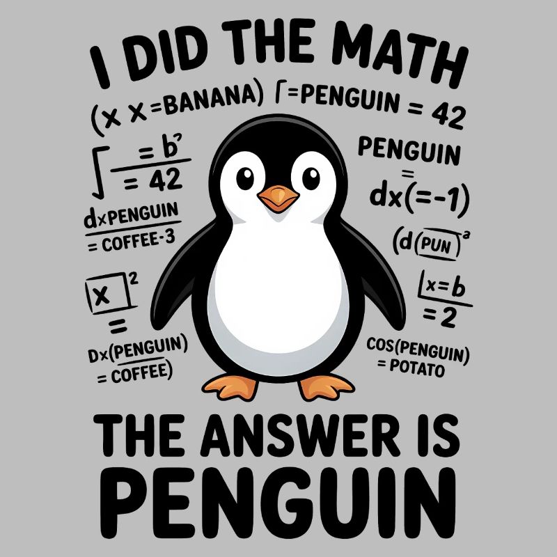 Math Sayings Penguin Funny Math Gift