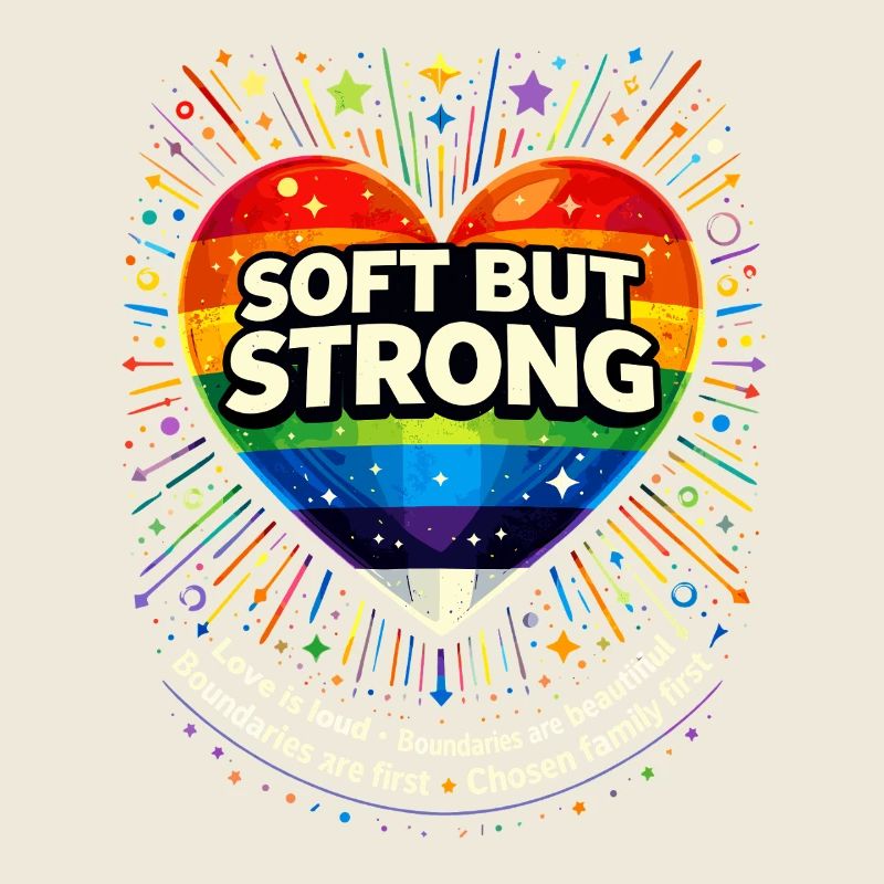 Soft But Strong Pride Herz Neon Heart  Regenbogen