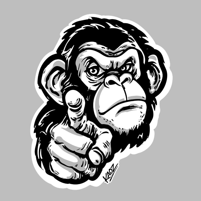 Monochrome Monkey Pointing