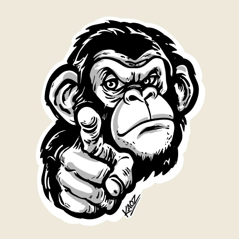 Pointage monochrome du singe