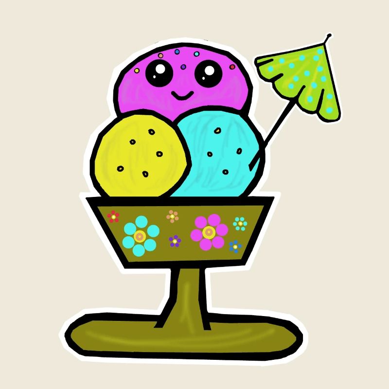 Glace colorée Sundae Glace Glace Glace