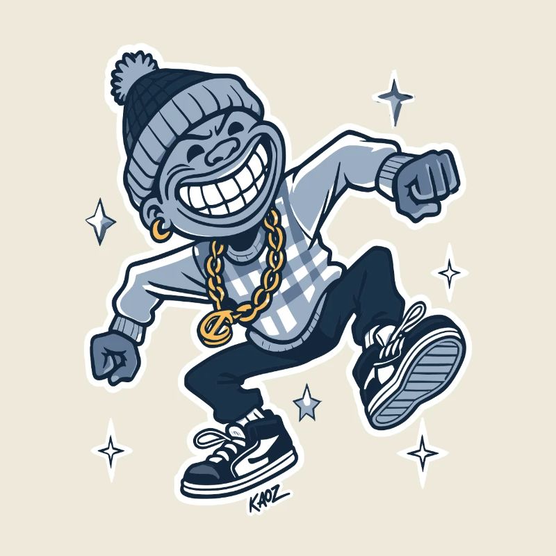 Grinning Rapper with Gold Chain