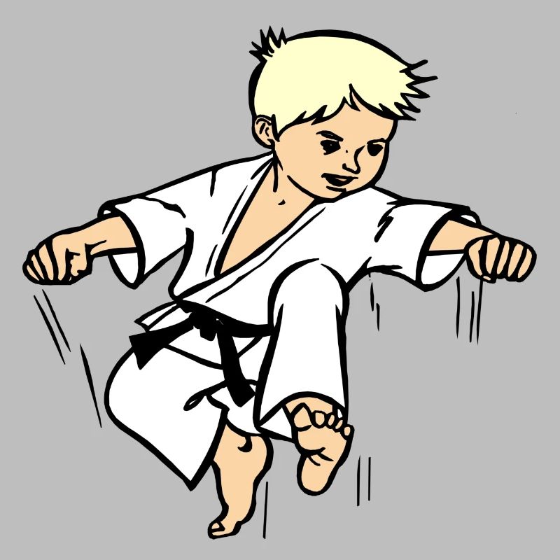 Karatekind oder Judokind mit schwarzem Gürtel