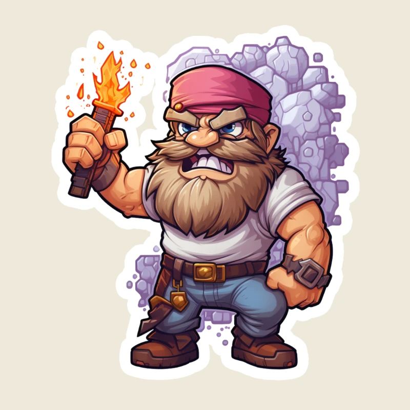 Pixel Zwerg Mit Fackel Mining Game Shirt