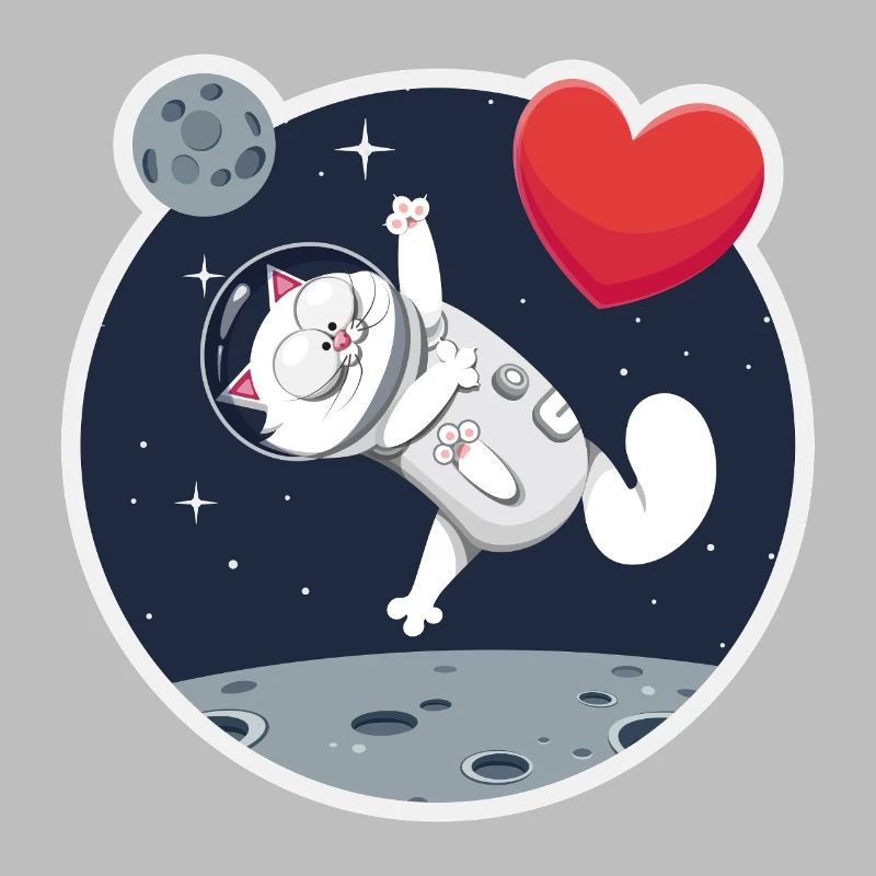 Einsame Astronautin Katze fängt Herz