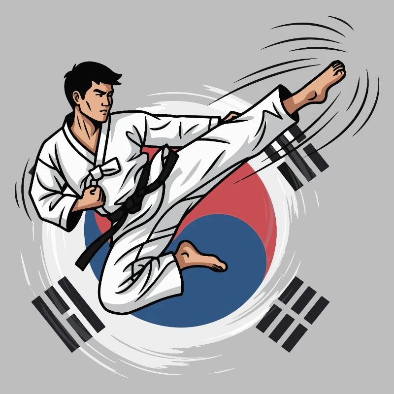 Dynamische Taekwondo Kampfkunst Illustration