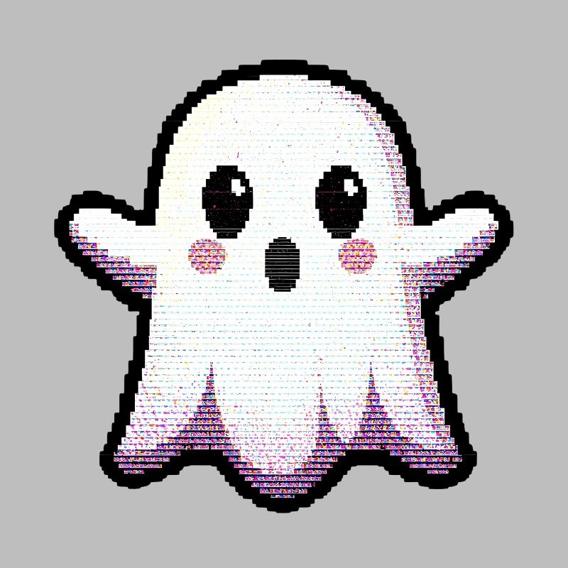 Glitch Pixel Ghost Says "Boo!" – Cute & Retro
