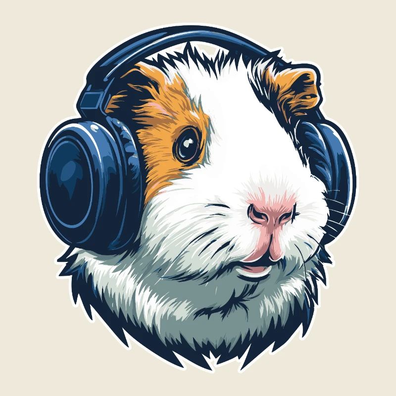 Cochon d’Inde avec casque | Conception musicale