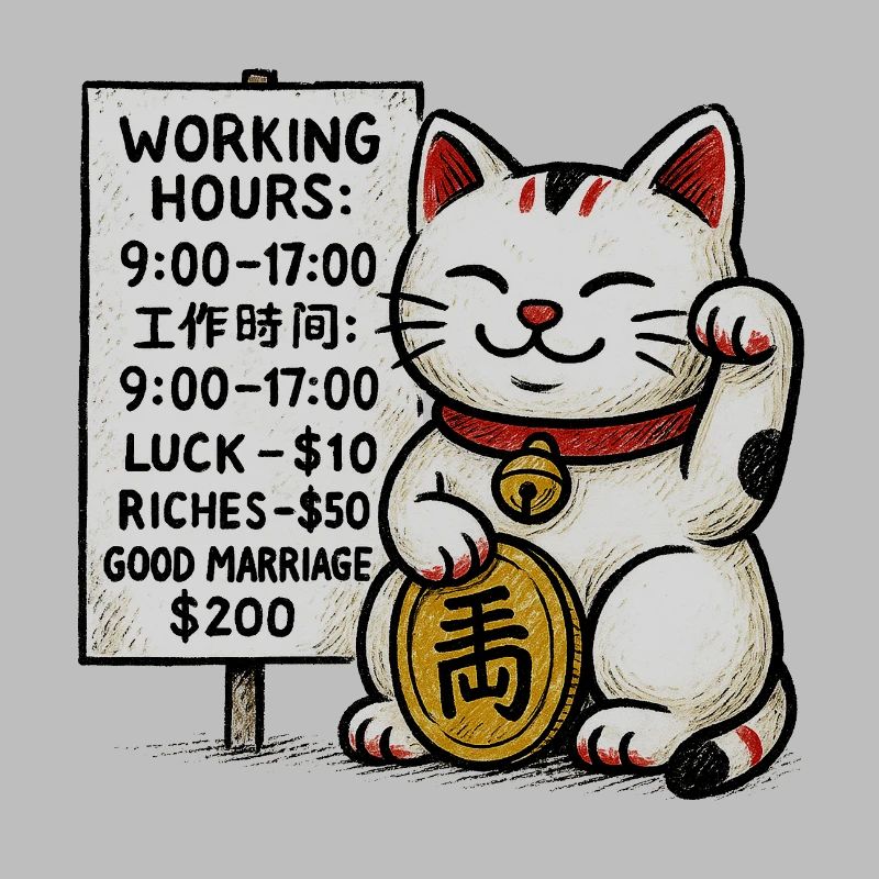 Lucky Cat Fortune Schild