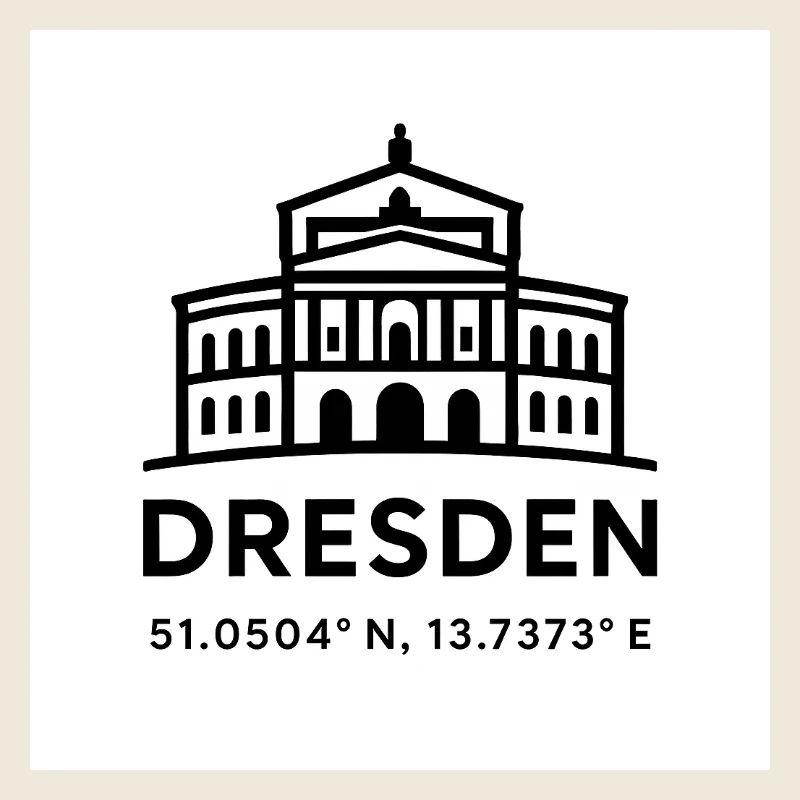 Dresden Skyline Line Style Coordinates Semperoper