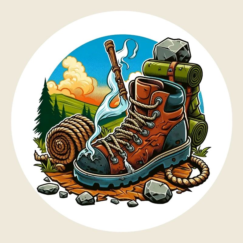 Smoking hiking boot
