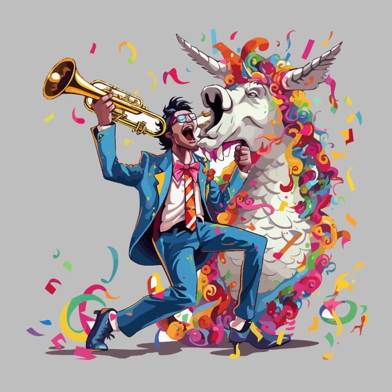 Trompeter und Regenbogen-Einhorn