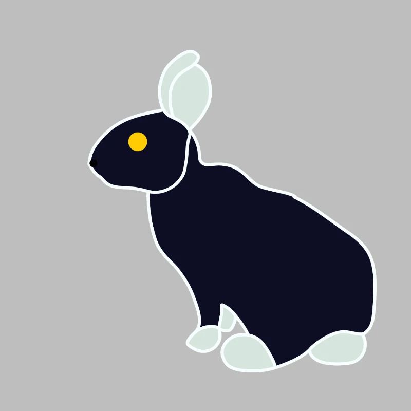 Minimalist Blue Black Rabbit