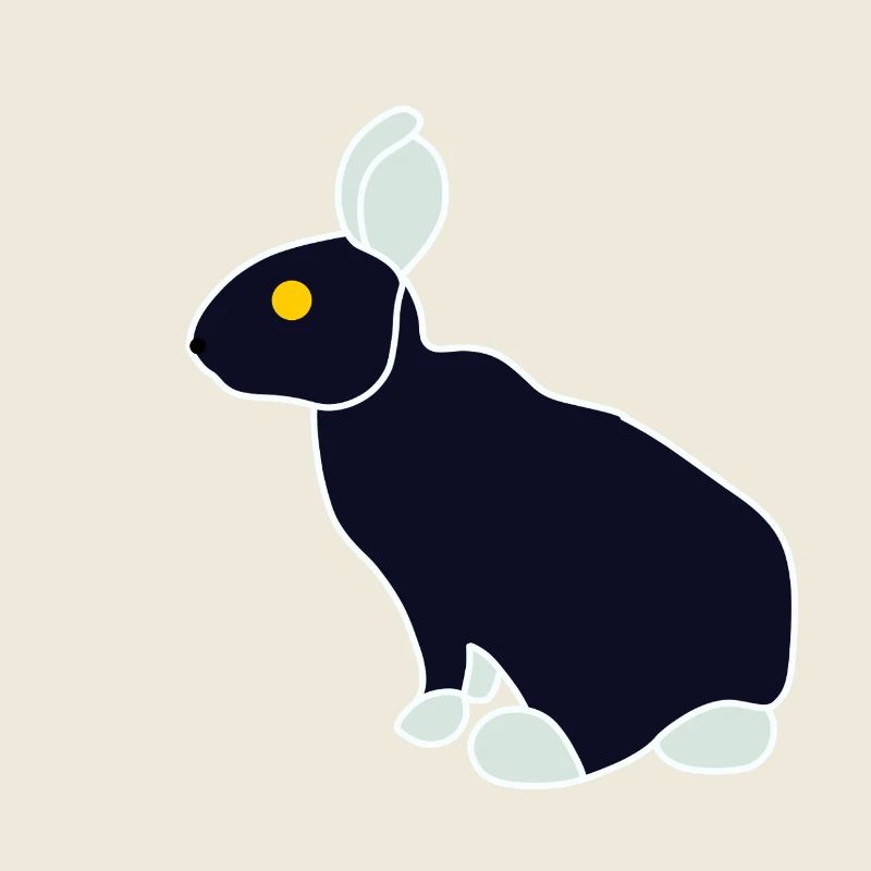 Minimalist Blue Black Rabbit
