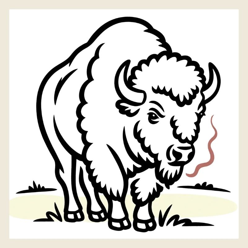 Bison mit Rauch auf dem Feld