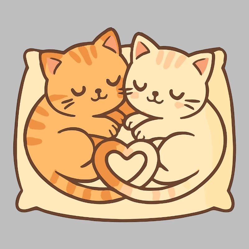 Cute Cats in a Circle – Sleeping with a Heart