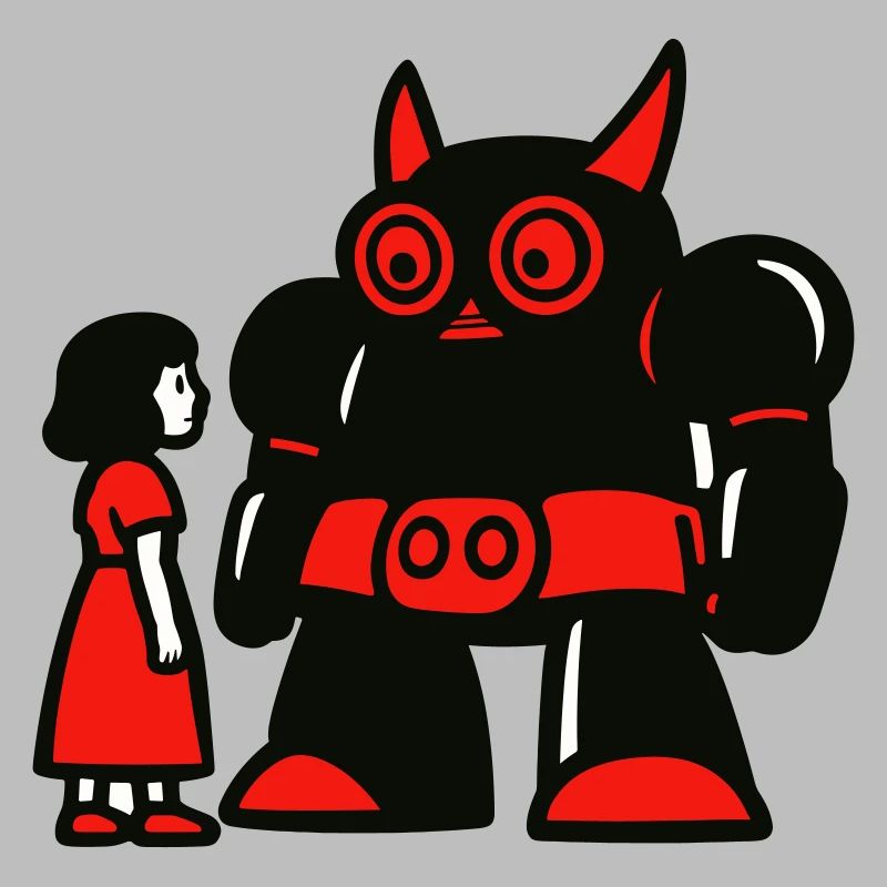 Mädchen und Roboter