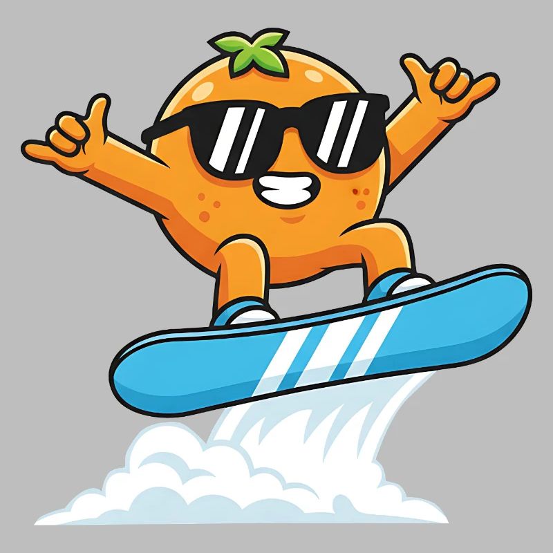 Cool orange with sunglasses while snowboarding
