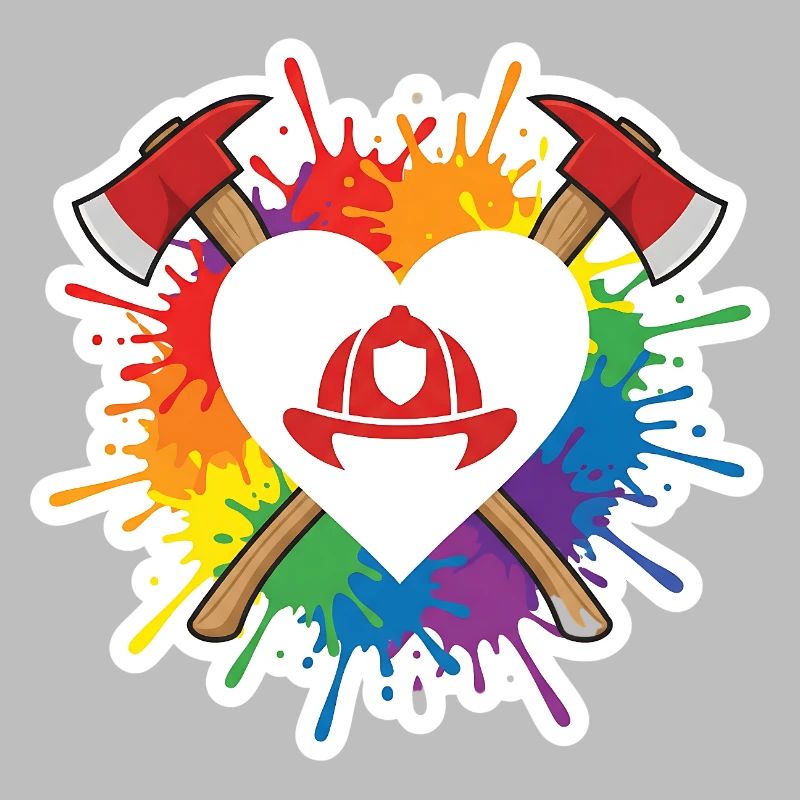 Feuerwehr Herz Regenbogen Pride Liebe Axt