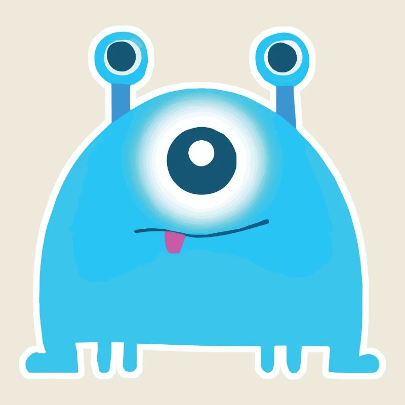 Monstre borgne mignon | Drôle d’extraterrestre bleu Chibi