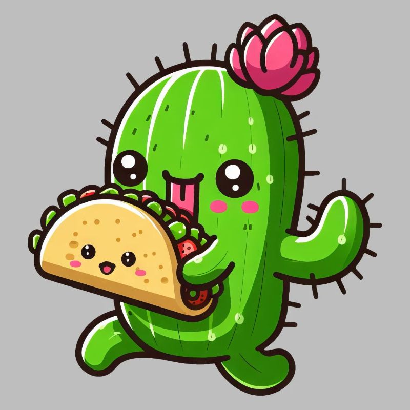 Conception de bande dessinée de tacos de cactus mignon