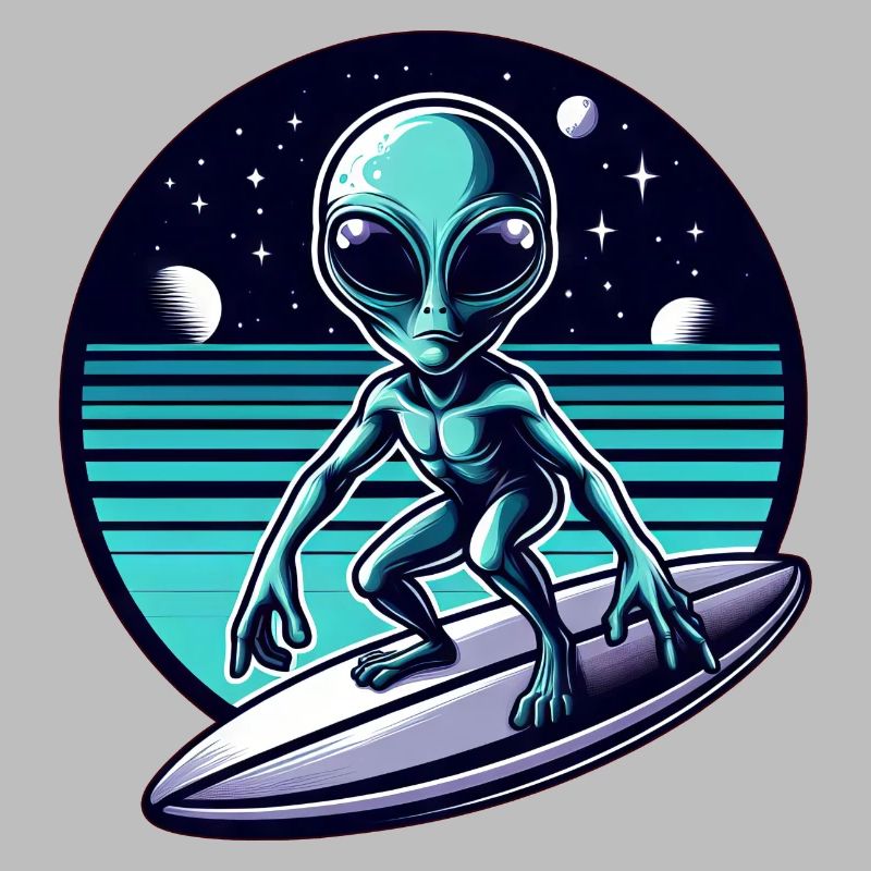 Alien Surfer on UFO Wave