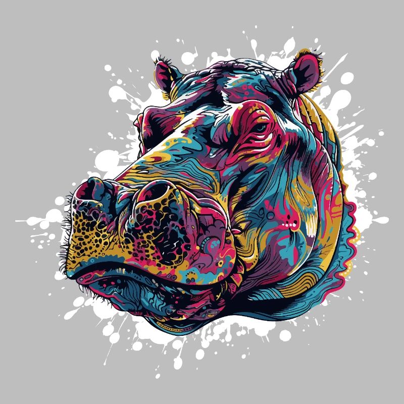 Bunter Hippo Farbspritzer