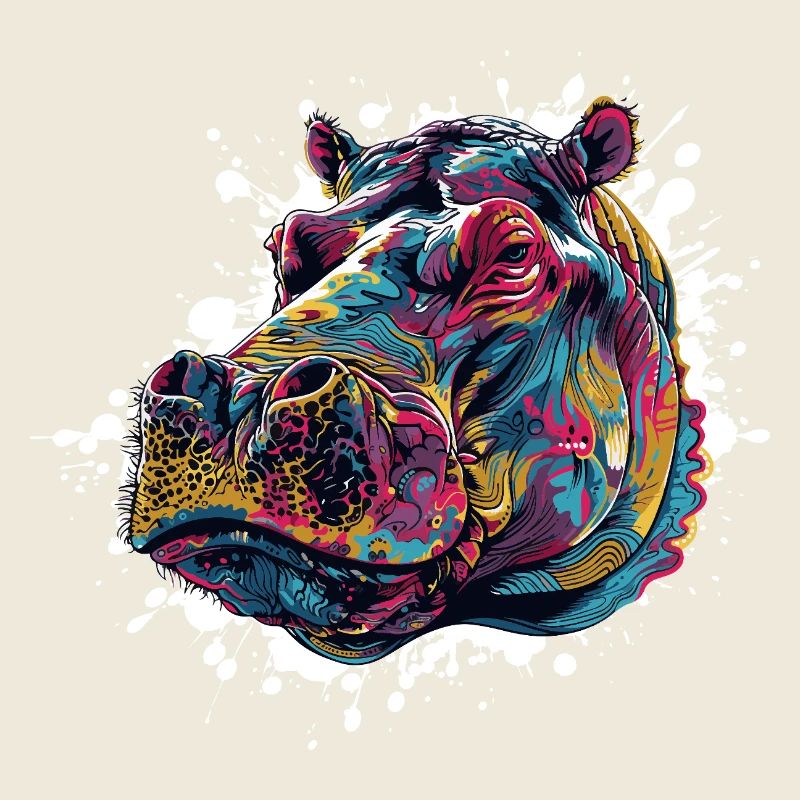Bunter Hippo Farbspritzer
