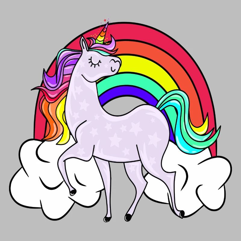 Unicorn with rainbow and clouds
