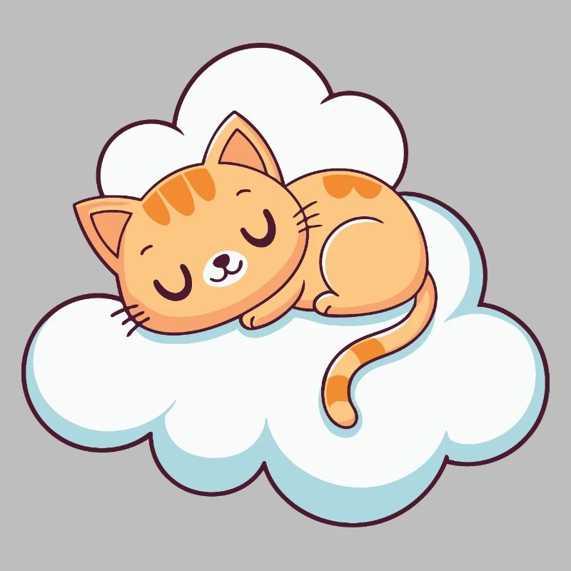 Sleeping kitten on cloud