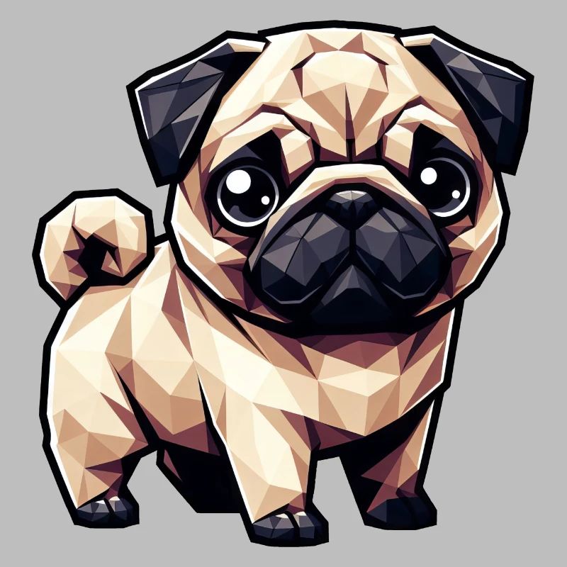 Dog Pug Polygon Geometric Design