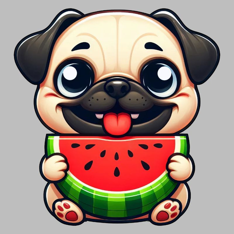 Chien mignon Carlin Pastèque Fruit d’été Melon