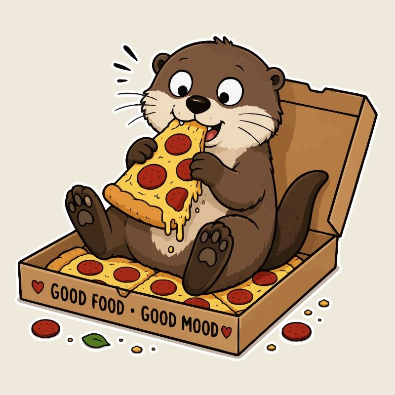 Loutre avec pizza : plaisir de collation dans une boîte