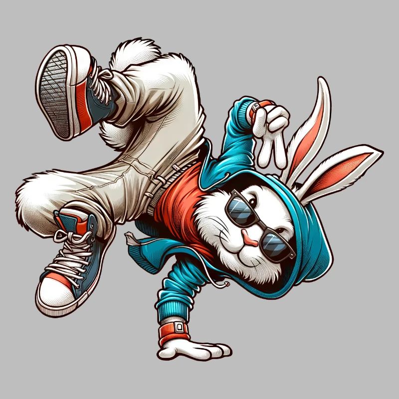 Pâques Lapin de Pâques dansant Breakdance