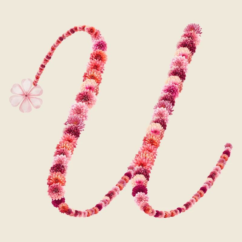 Romantic floral monogram "U"