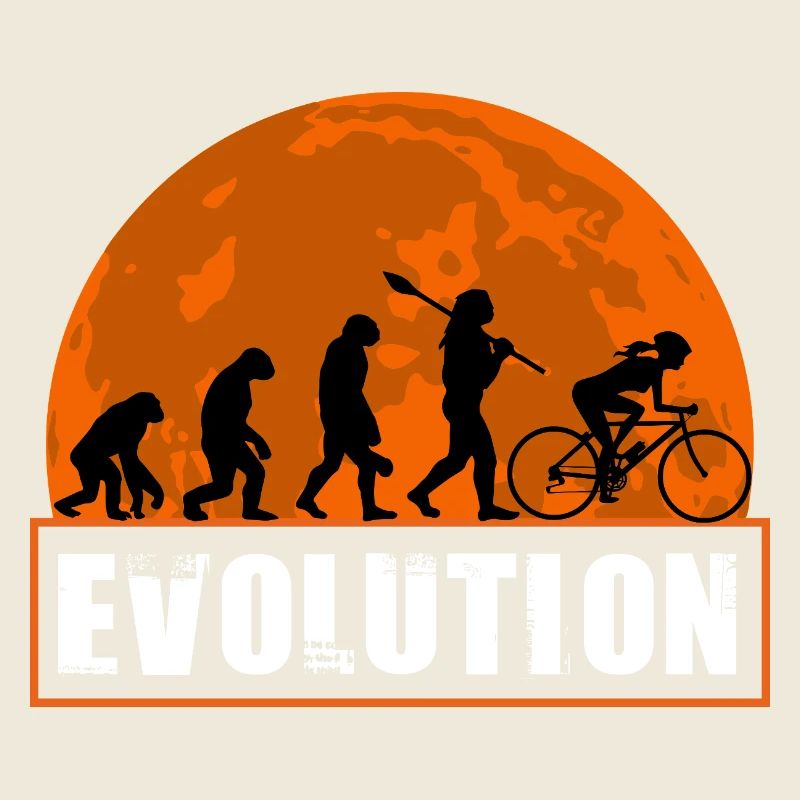 Evolution des Mannes, Radfahren, Radfahrer, Mädchenradfahrer, Fahrt