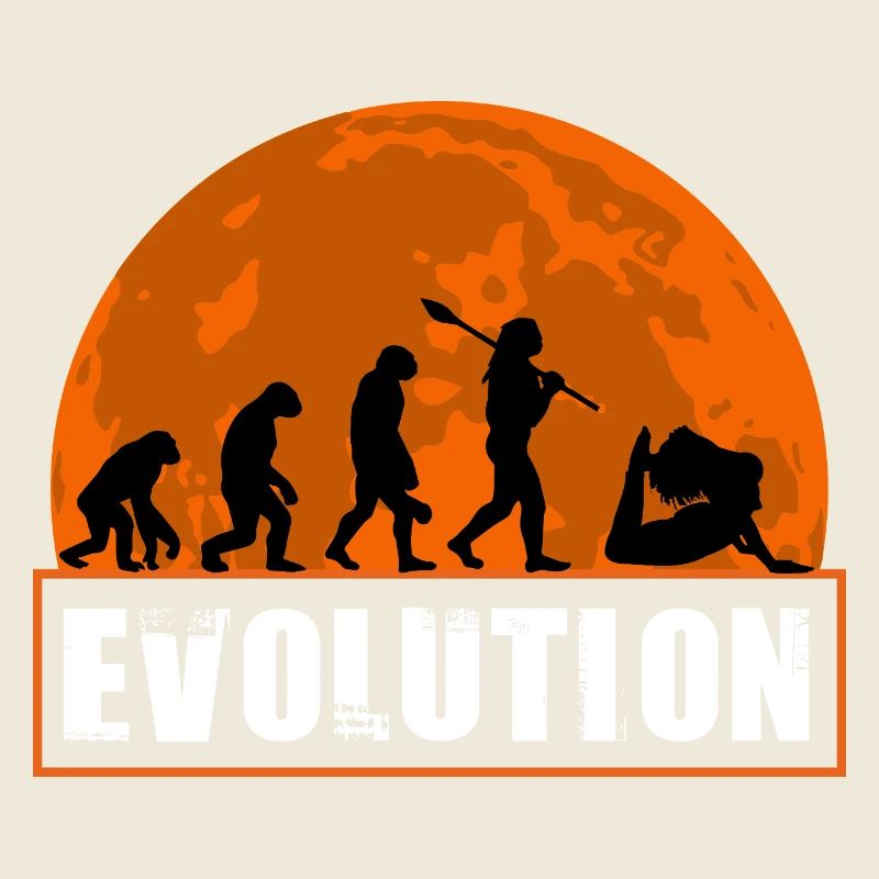 Yoga Evolution Silhouette Sunset Retro