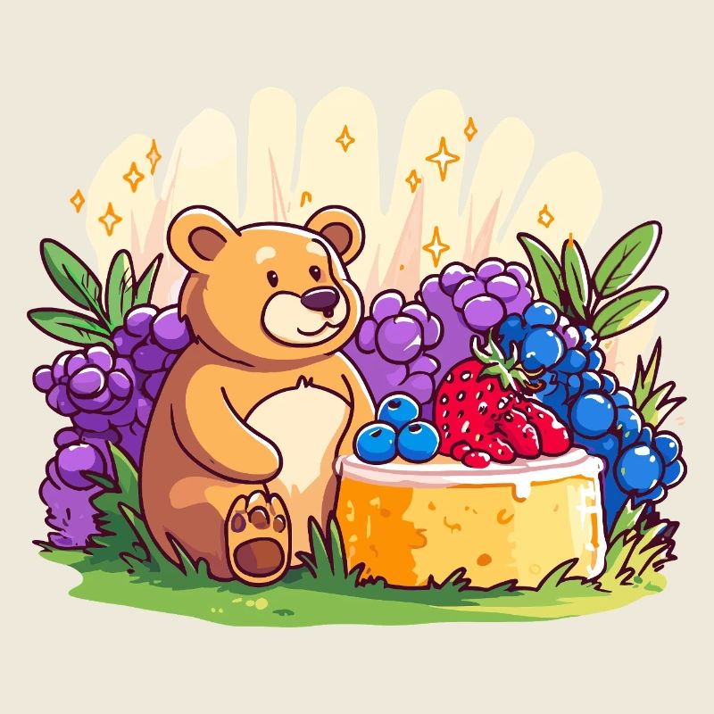 Cuddly bear on fruit cake