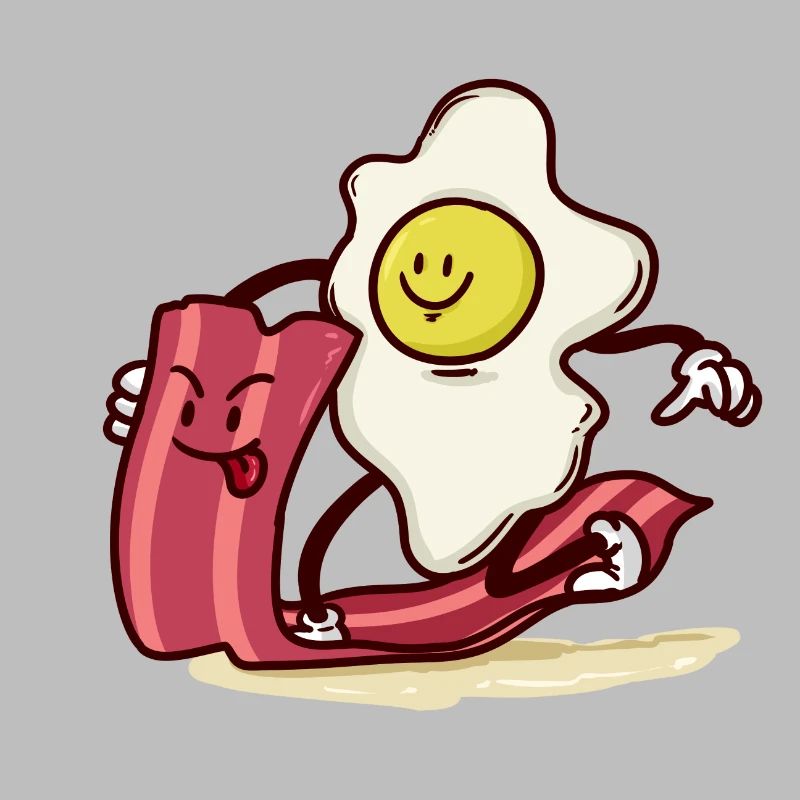 Egg rides bacon slice